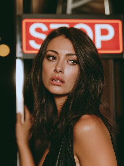 Neon Stop Portrait Poster. poster