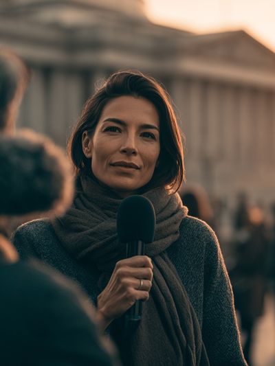 News Reporter Portrait Print. poster