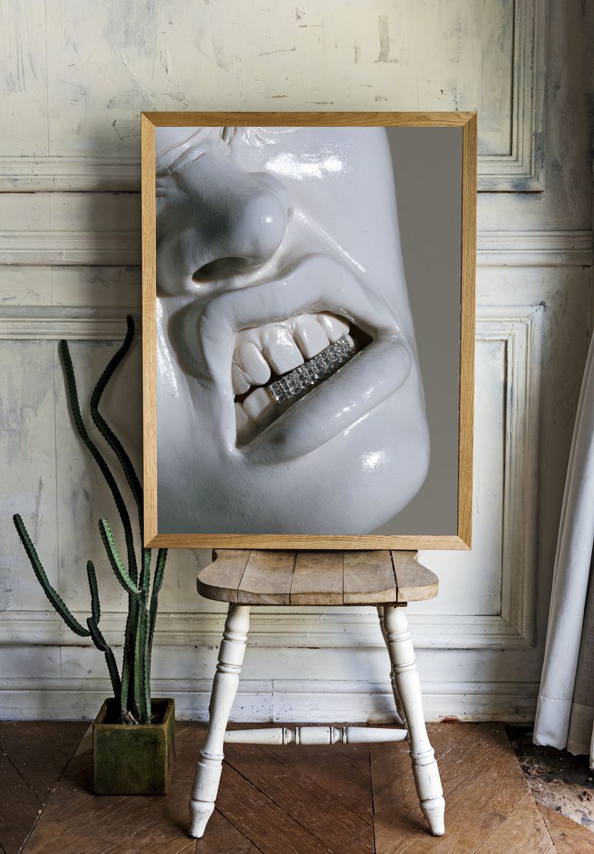 Gritty Face Close-Up Photography Poster. — room view 1