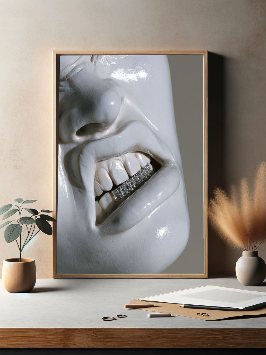 Gritty Face Close-Up Photography Poster. — room view 2