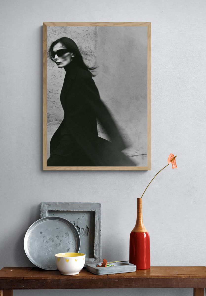 Solitary Sailboat Over Deep Sea Poster. — room view 3