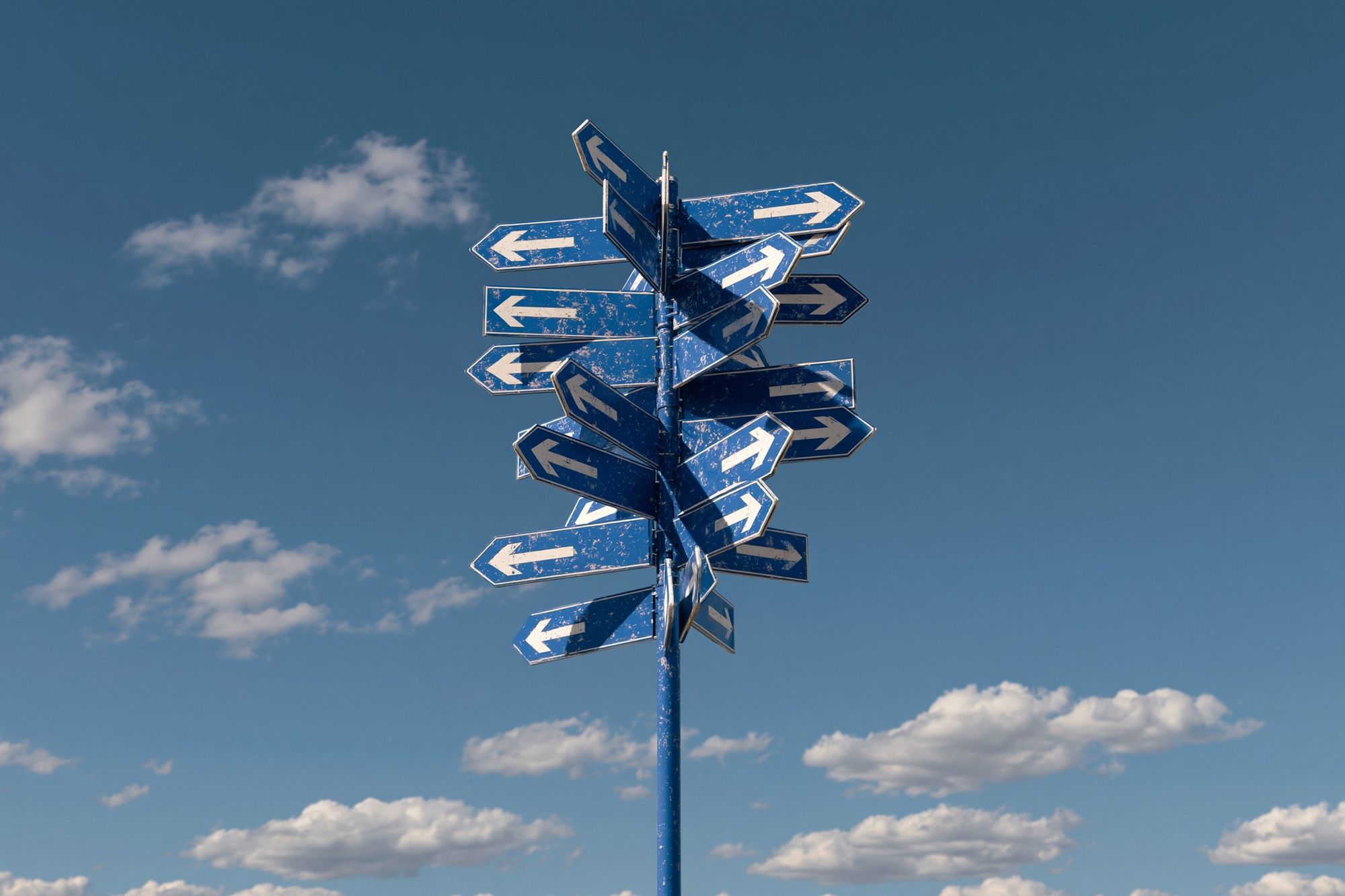 Blue Direction Signpost Photography Poster. poster — photography art
