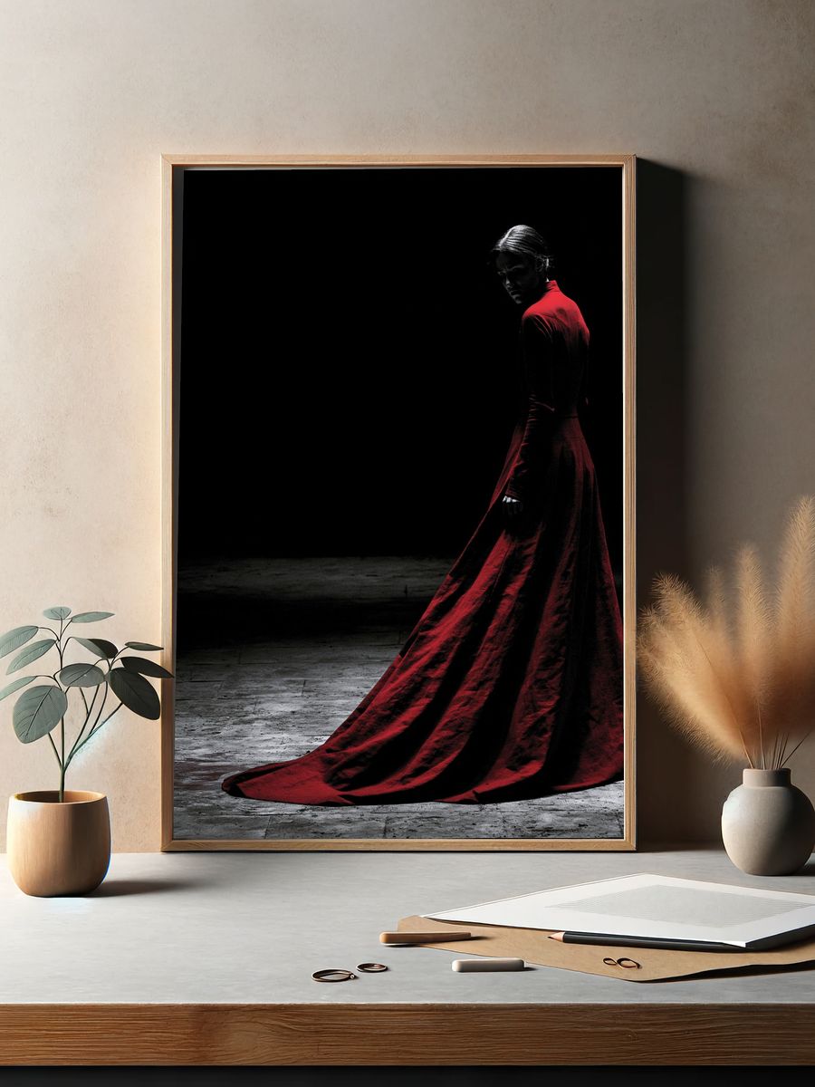 Crimson Gown Portrait Print. — room view 2
