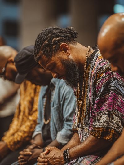 Praying Men Portrait Poster. poster print