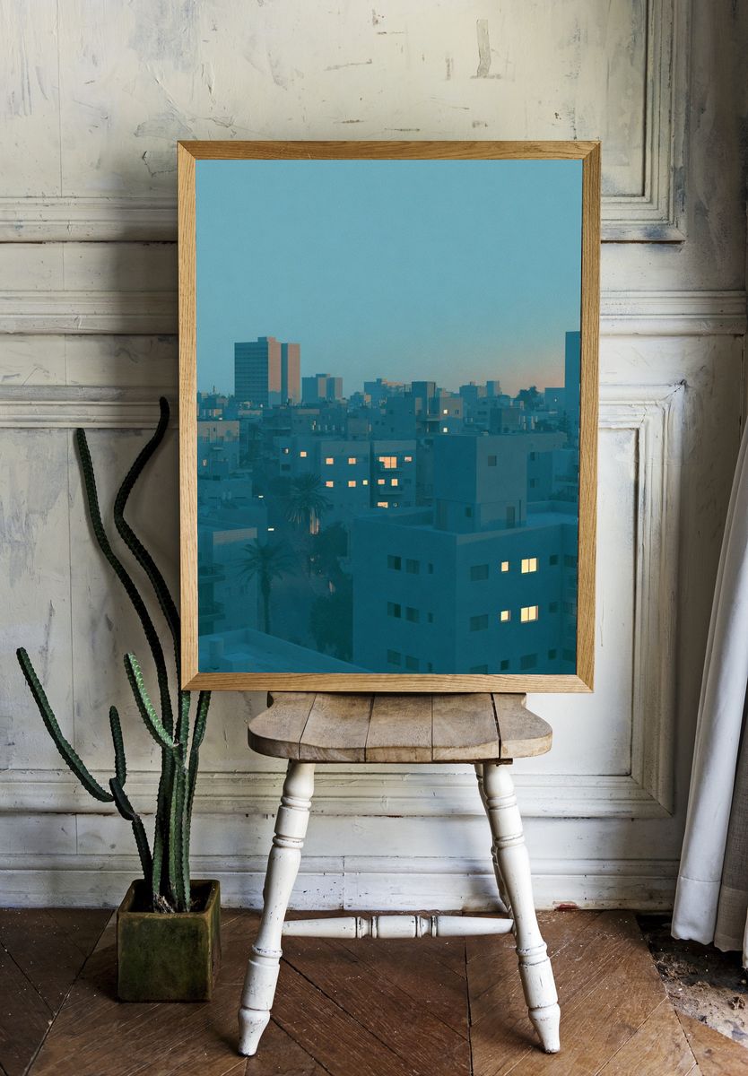 Blue Hour Cityscape Photography Poster. room preview