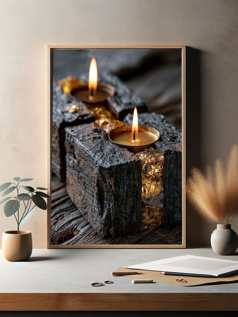 Rustic Candle Glow Photography Poster. — room view 2