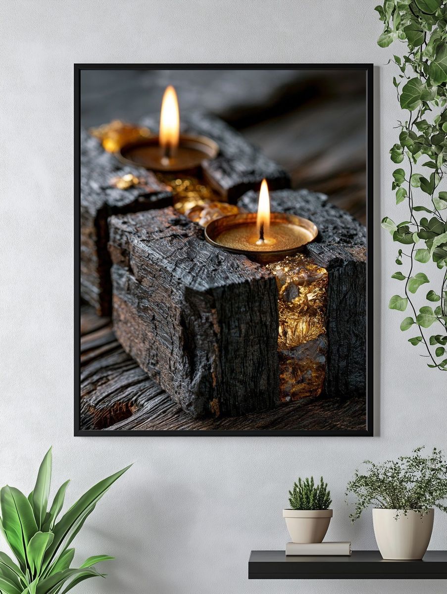 Rustic Candle Glow Photography Poster. — room view 4