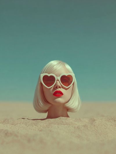 Heart Sunglasses Portrait Print. poster print