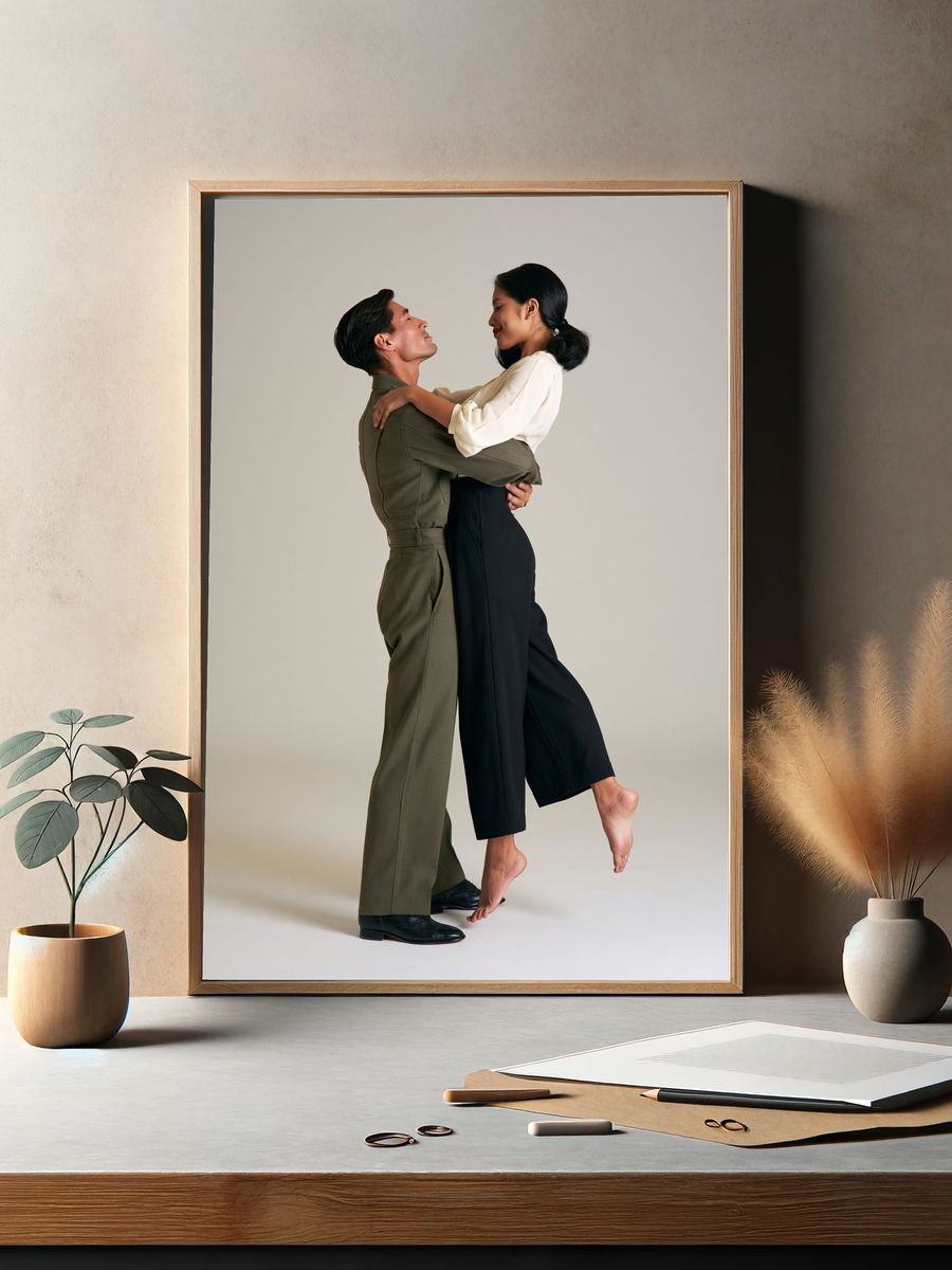 Romantic Couple Studio Portrait Print. — room view 2