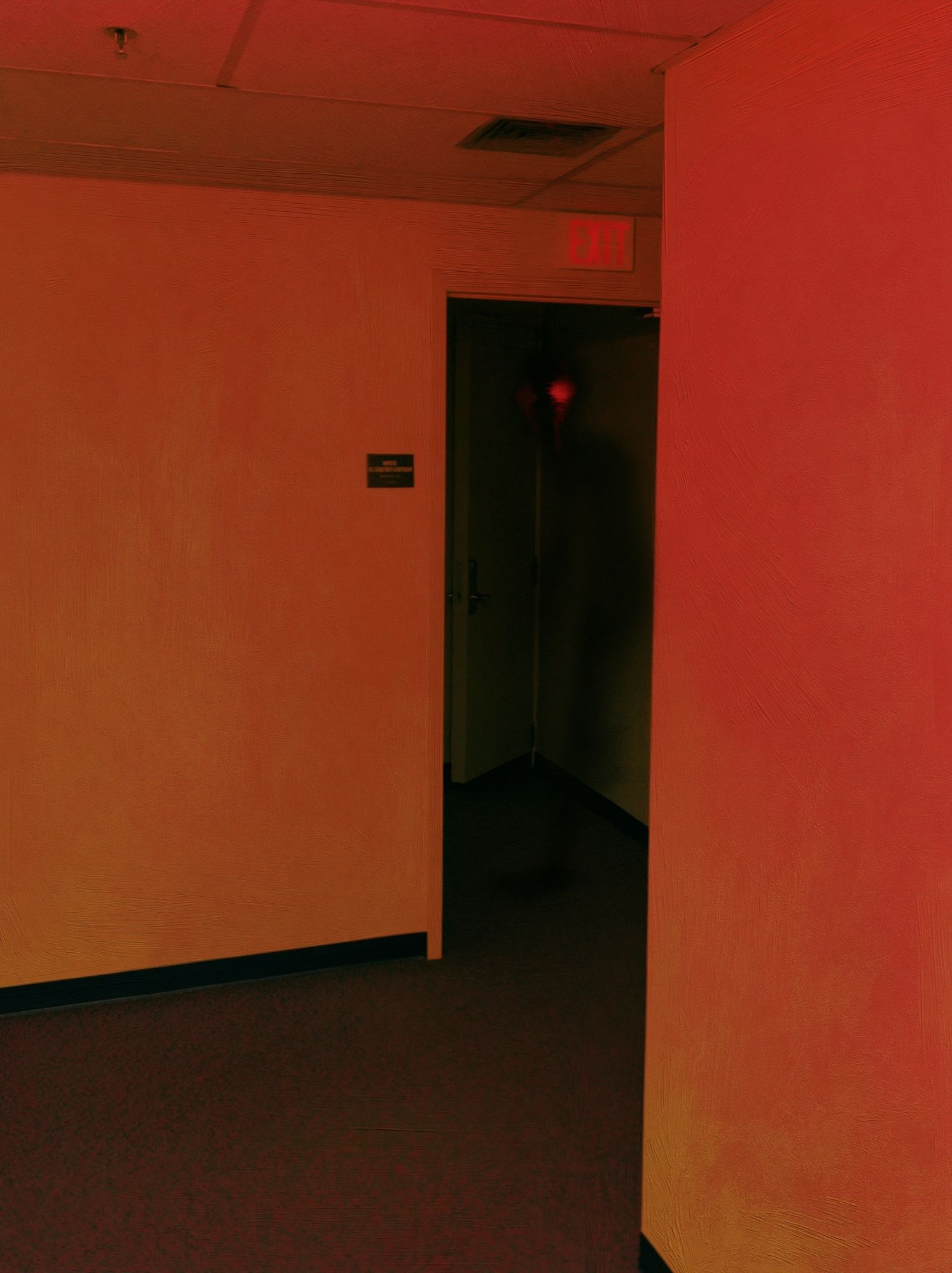 Red Hallway Exit Photography Poster. poster — photography art