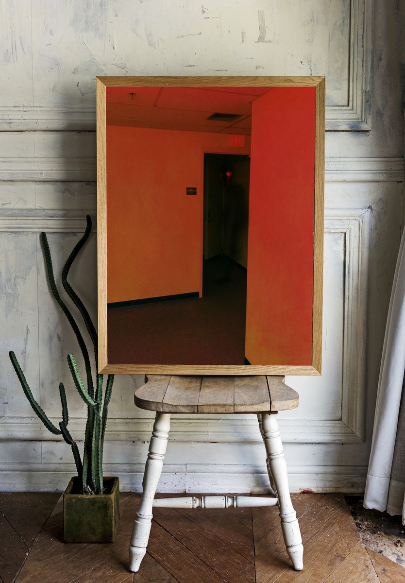 Red Hallway Exit Photography Poster. — room view 1