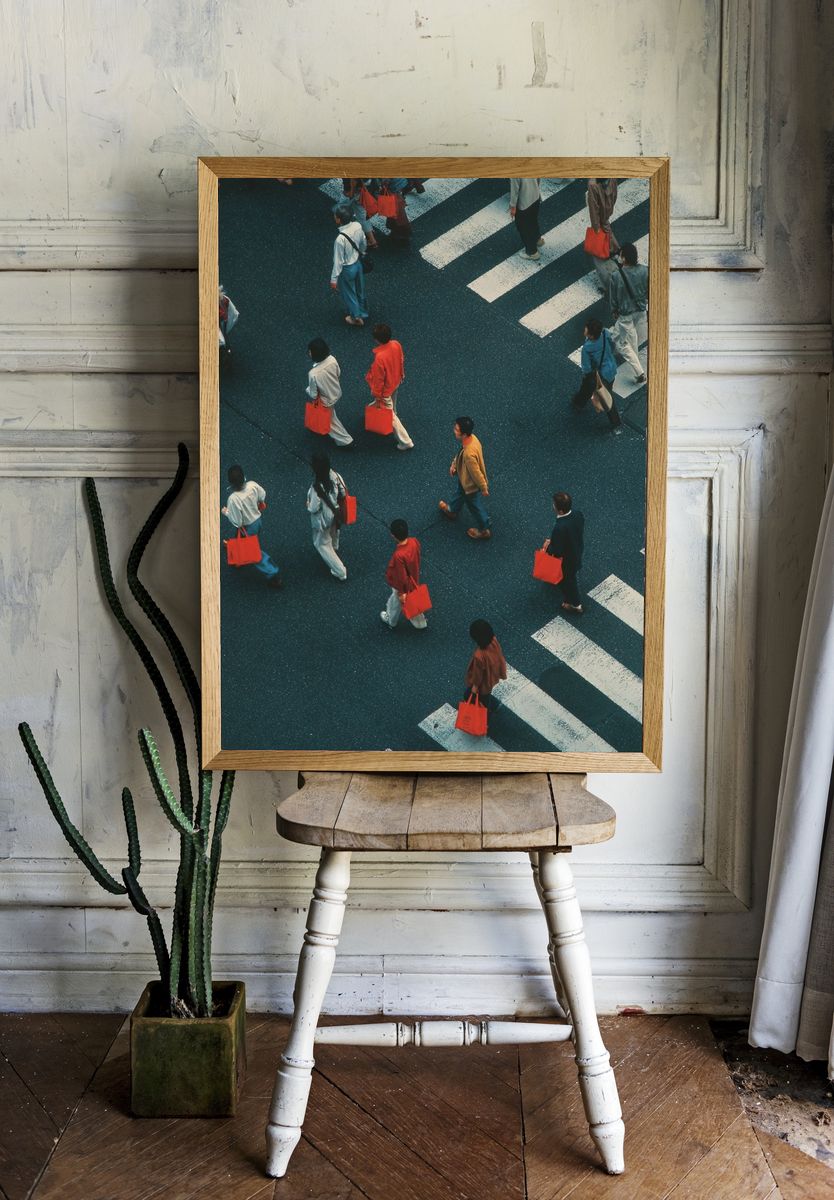 Tokyo Crosswalk Street Photography Poster. — room view 1
