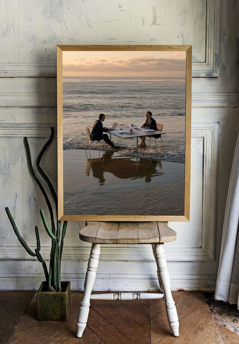 Beachside Meeting Photography Poster. room preview