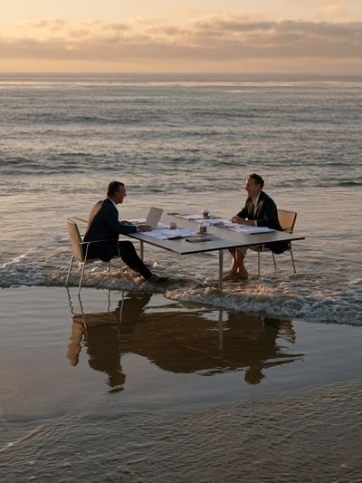 Beachside Meeting Photography Poster. poster