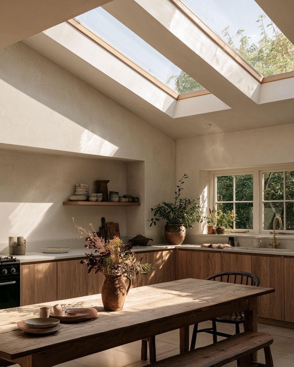 Sunlit Rustic Kitchen Interior Photography Poster. poster detail