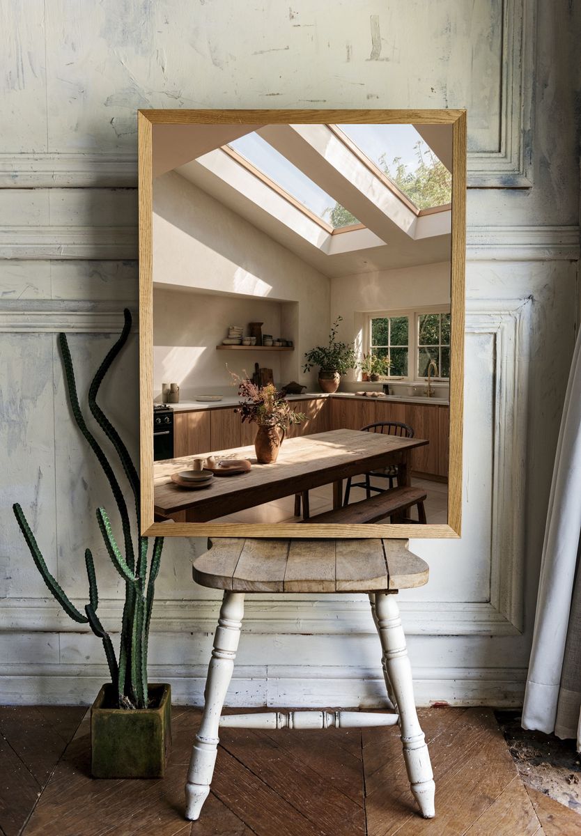 Sunlit Rustic Kitchen Interior Photography Poster. — room view 1