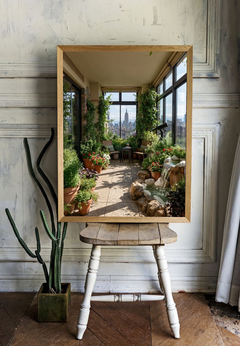 Urban Garden Terrace Photography Poster. — room view 1