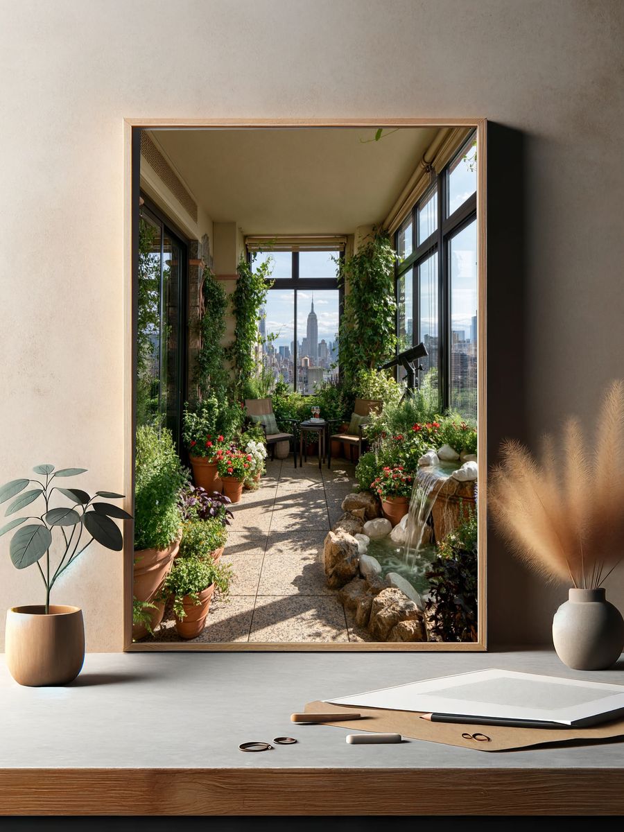 Urban Garden Terrace Photography Poster. — room view 2