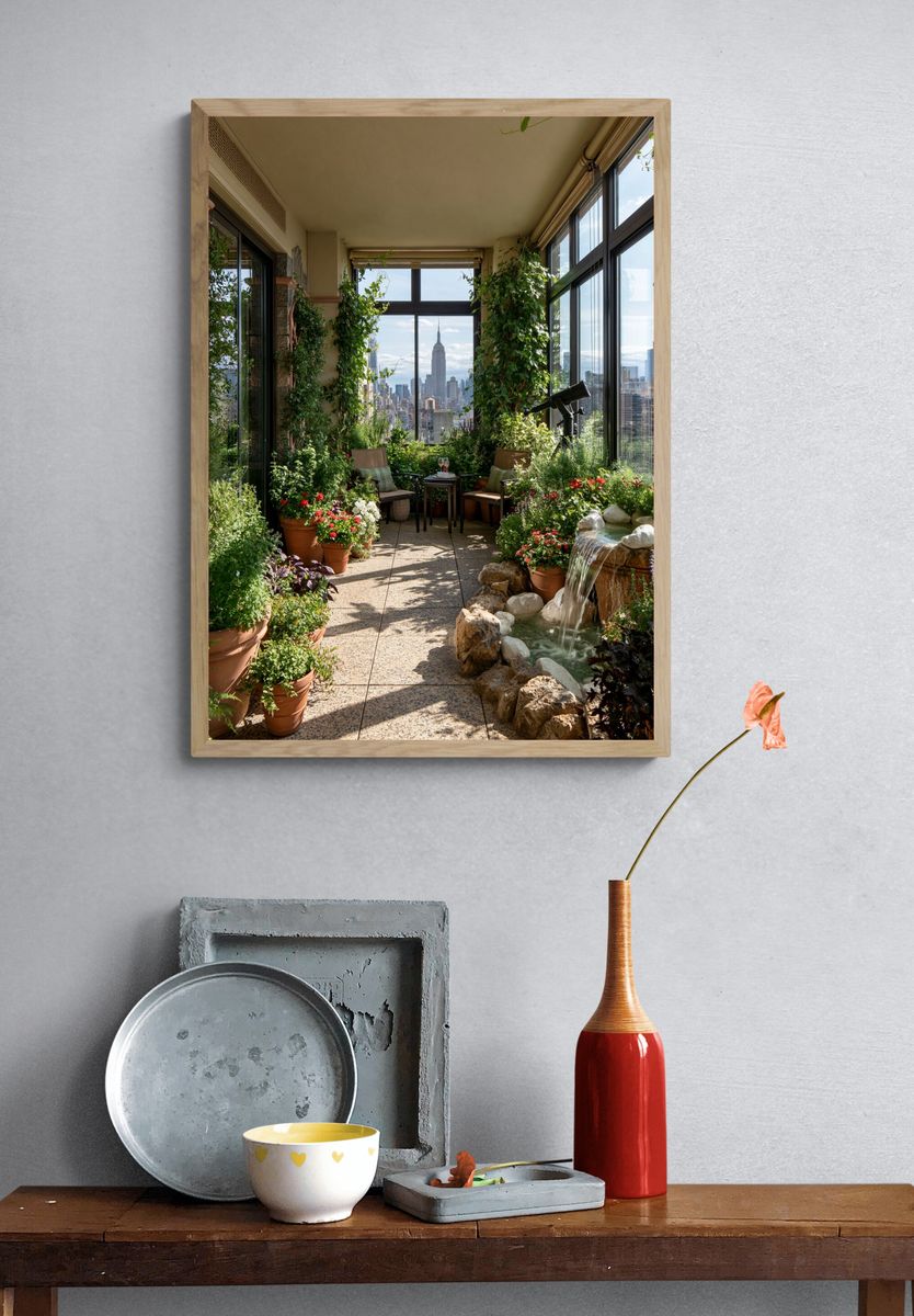 Urban Garden Terrace Photography Poster. — room view 3