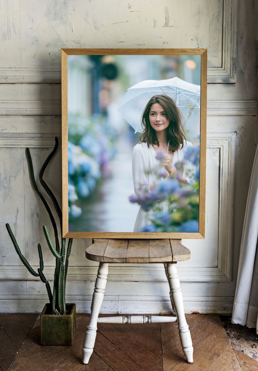 Hydrangea Garden Portrait Print. — room view 1