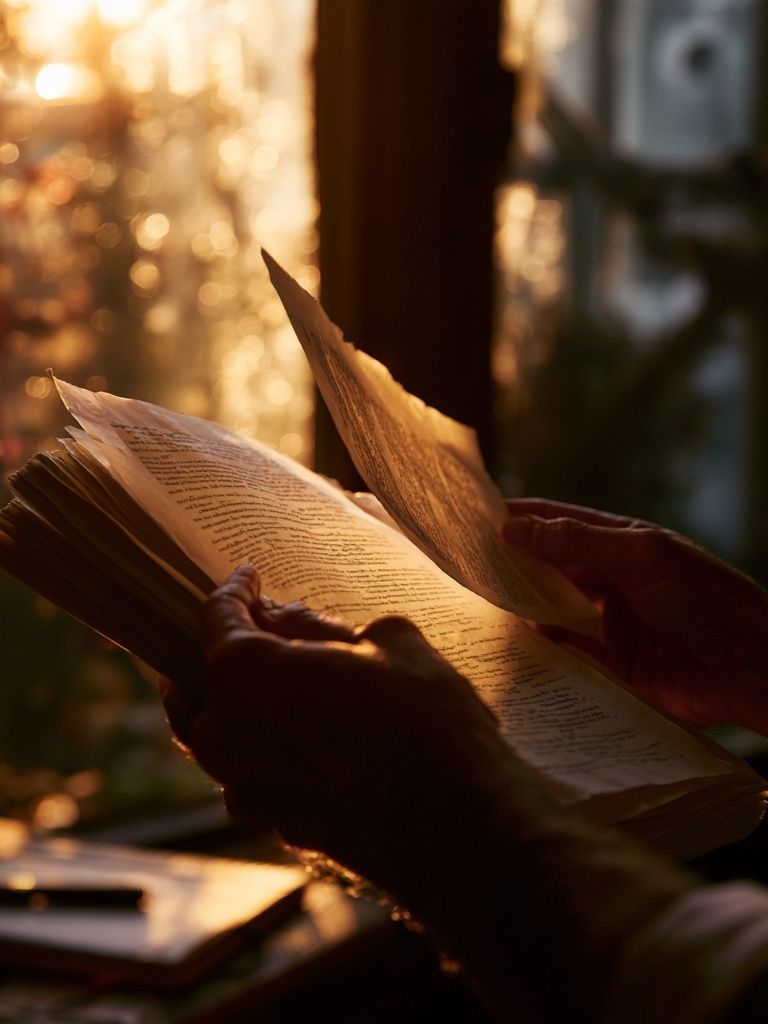 Sunlit Book Reading Photography Poster. poster — photography art
