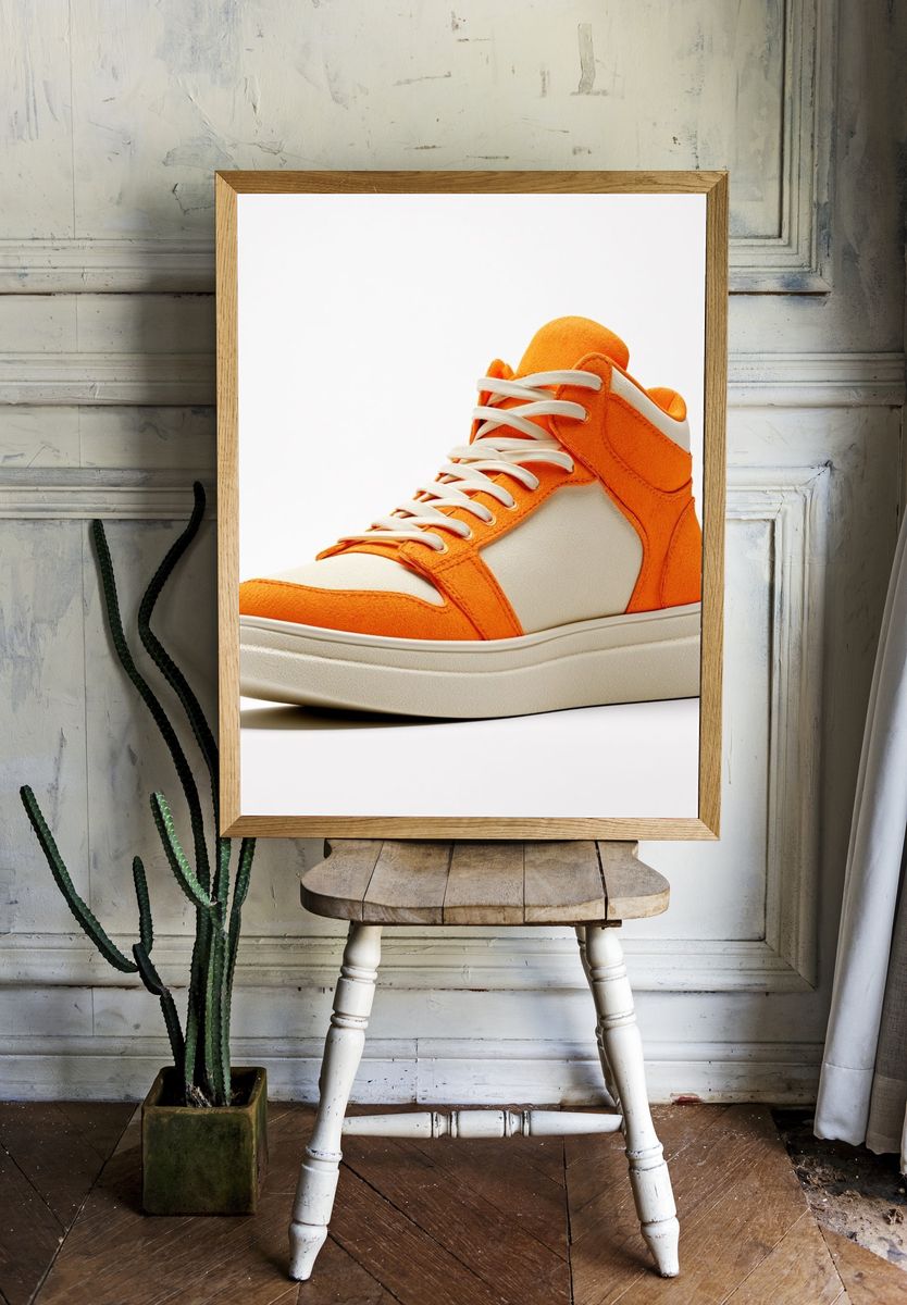 Orange Sneaker Photography Poster. — room view 1