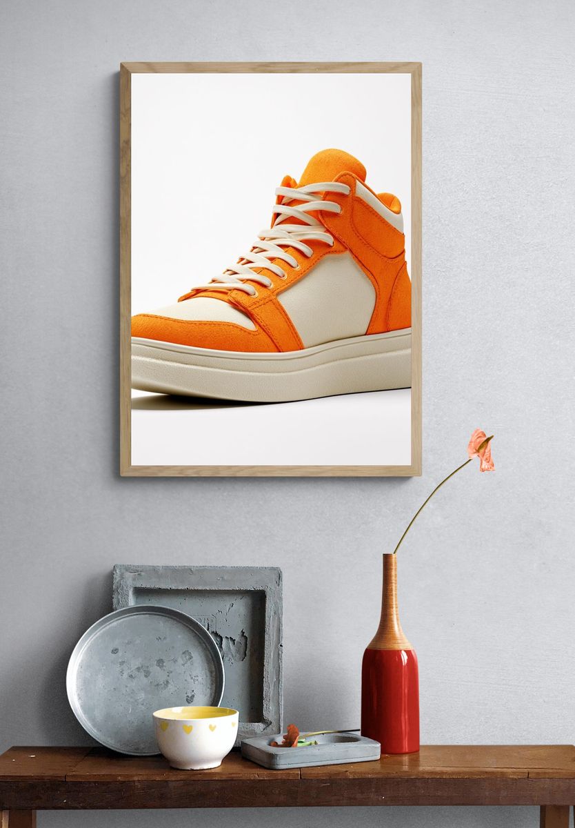 Orange Sneaker Photography Poster. — room view 3