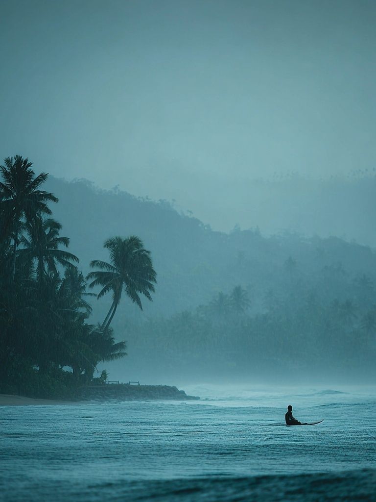 Misty Tropical Surf Landscape Print. poster — photography art