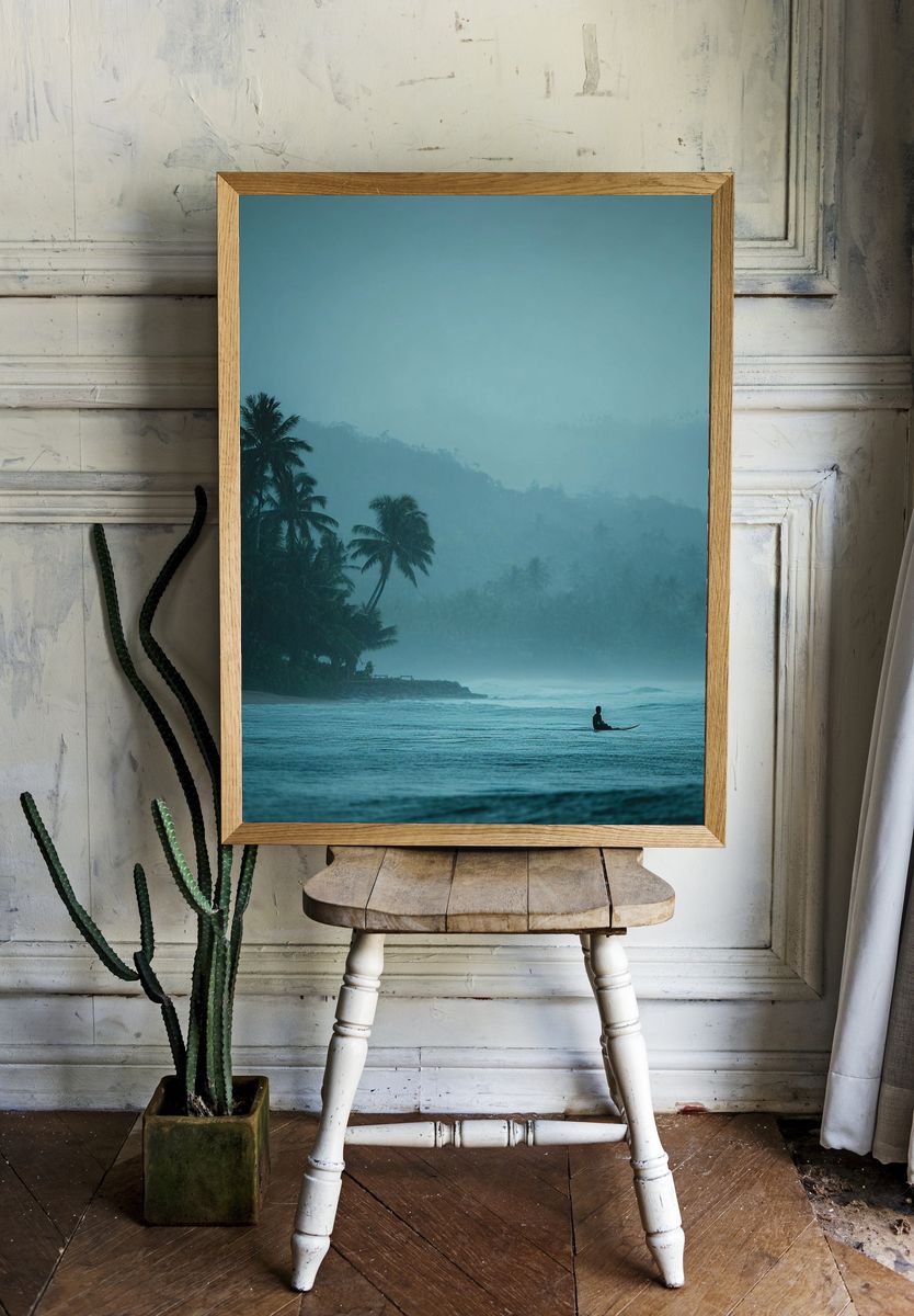 Misty Tropical Surf Landscape Print. — room view 1