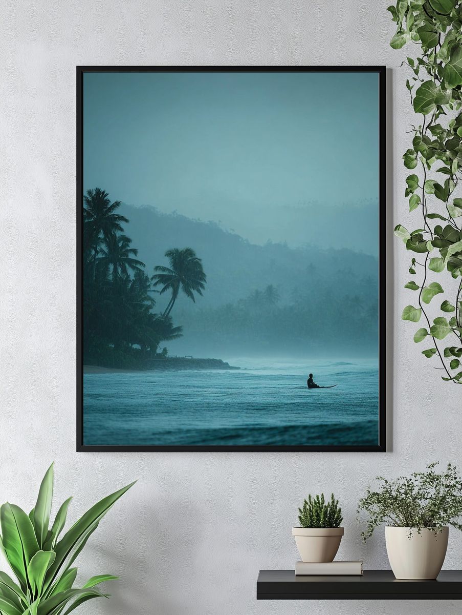 Misty Tropical Surf Landscape Print. — room view 4