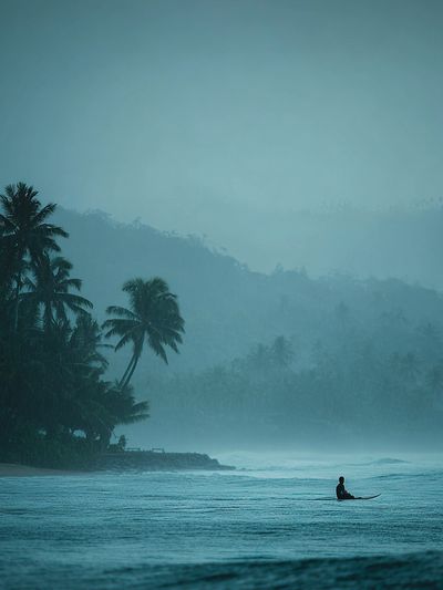 Misty Tropical Surf Landscape Print.