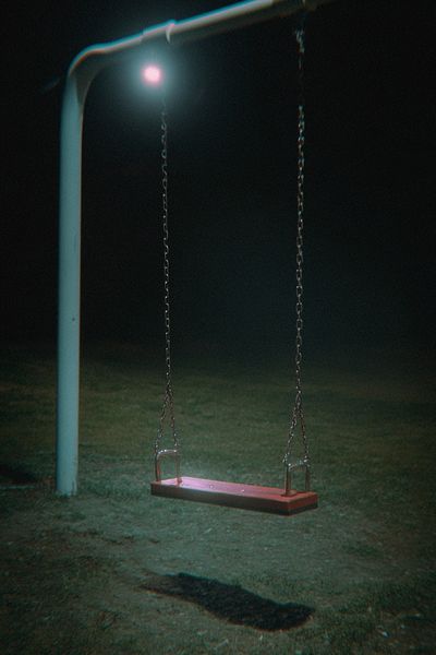 Lonely Swing at Night Photography Poster. poster print