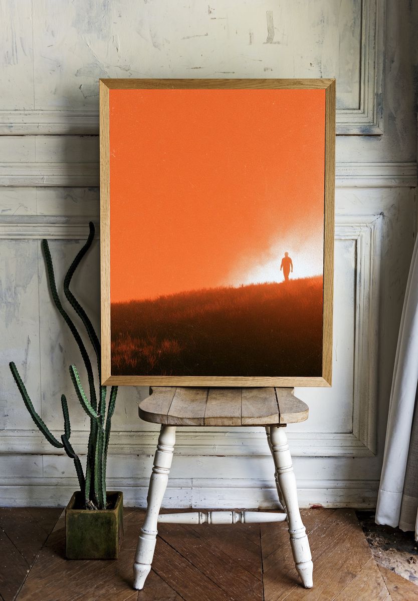 Solitary Figure at Sunset Photography Poster. room preview