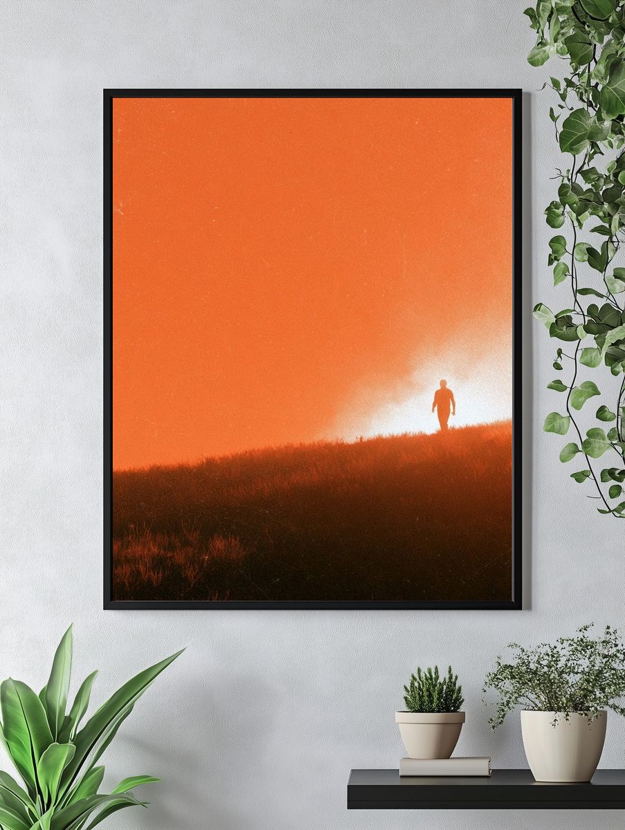 Solitary Figure at Sunset Photography Poster. — room view 4