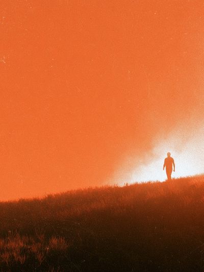 Solitary Figure at Sunset Photography Poster. poster