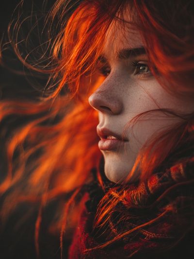 Fiery Red Hair Portrait Print. poster print