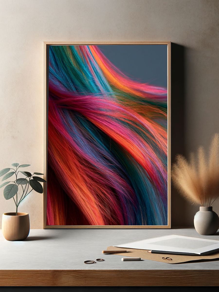 Rainbow Hair Flow Photography Poster. — room view 2