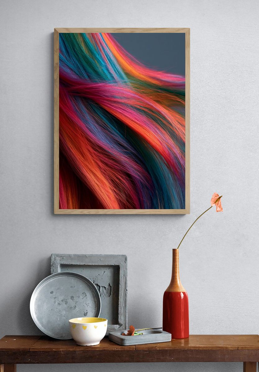 Rainbow Hair Flow Photography Poster. — room view 3
