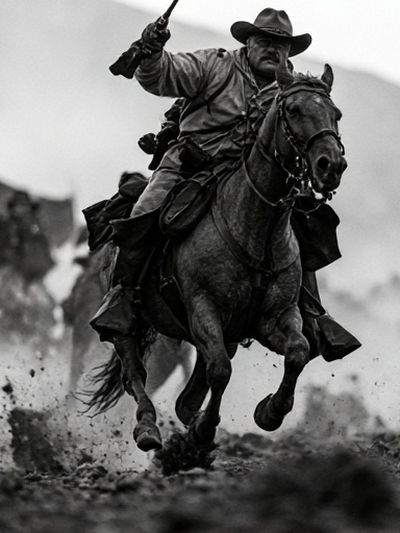 Cowboy Horse Chase Photography Poster.