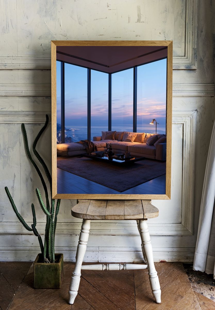 Ocean View Living Room Photography Poster. — room view 1