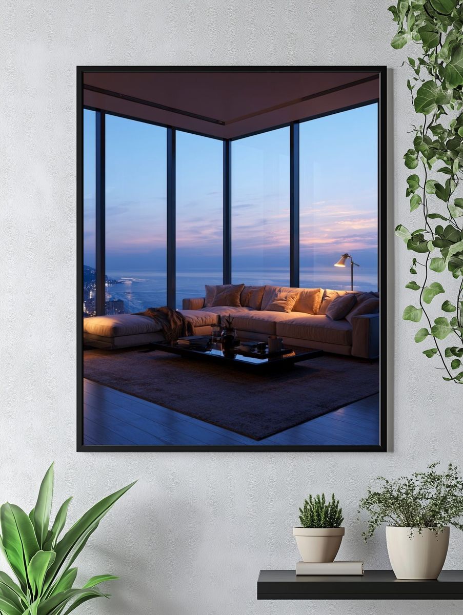 Ocean View Living Room Photography Poster. — room view 4