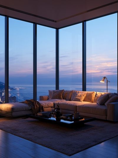 Ocean View Living Room Photography Poster.