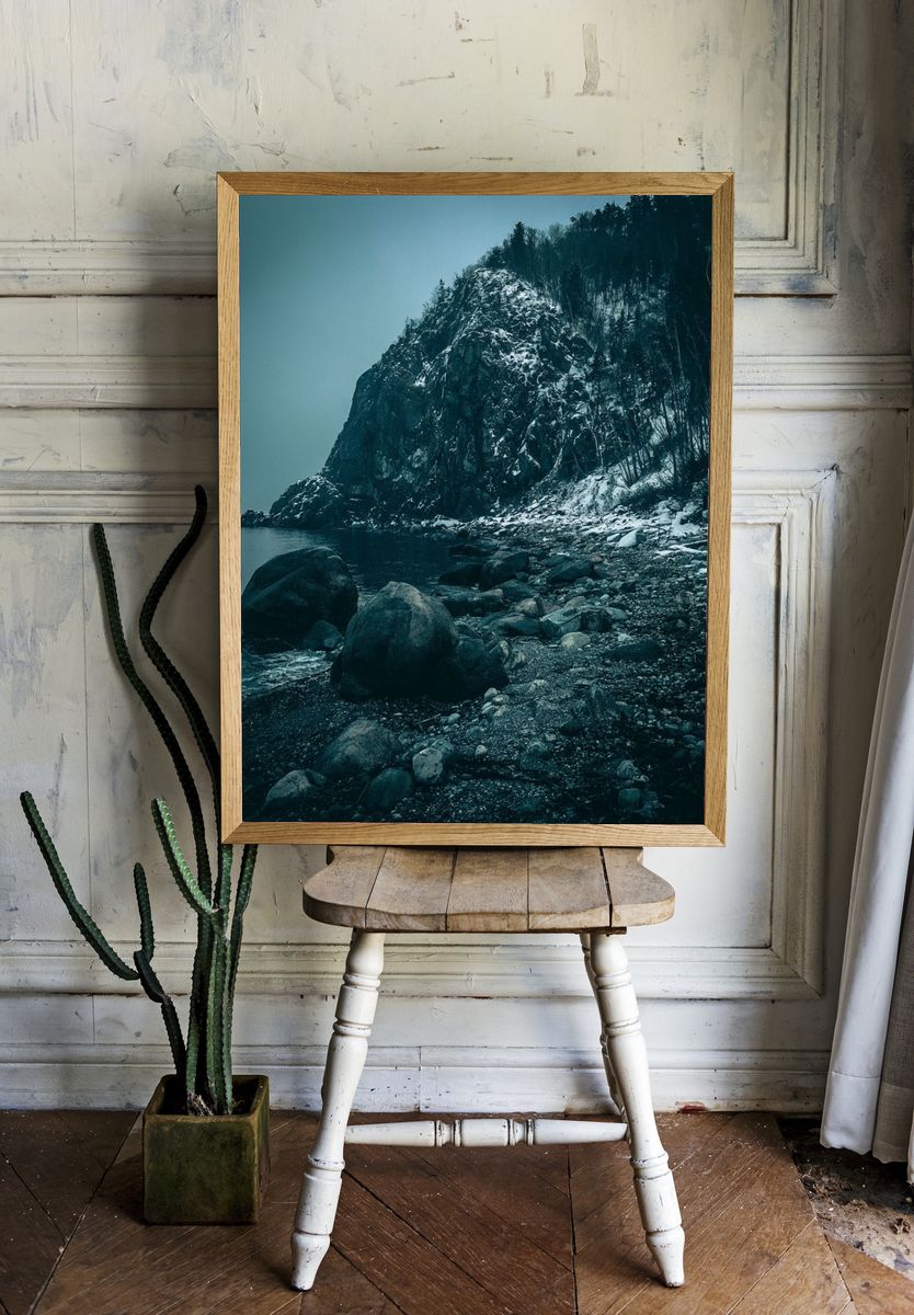 Snowy Coastal Cliff Photography Poster. room preview