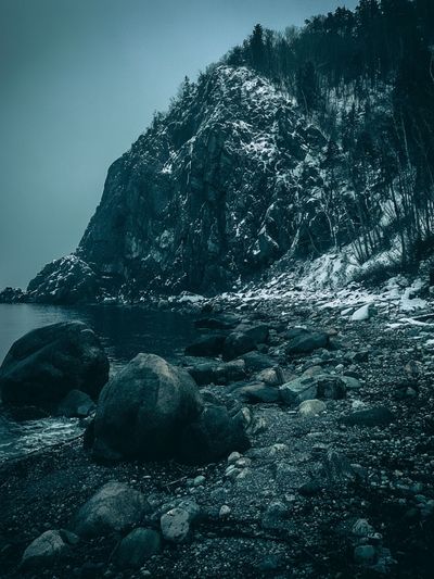Snowy Coastal Cliff Photography Poster.