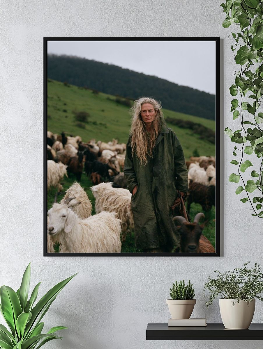 Shepherd in Green Hills Photography Poster. — room view 4