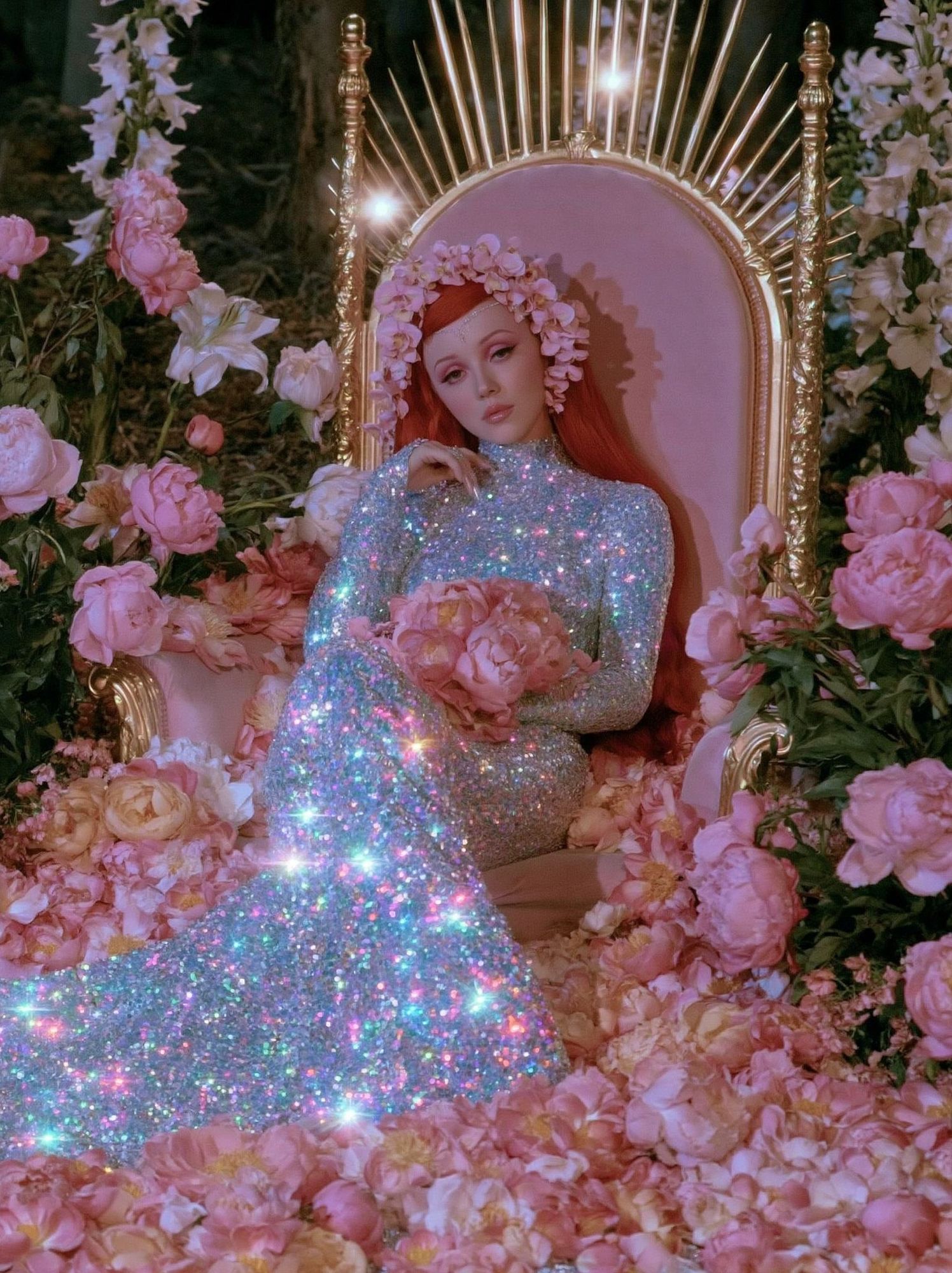Sparkling Floral Portrait Print. poster detail