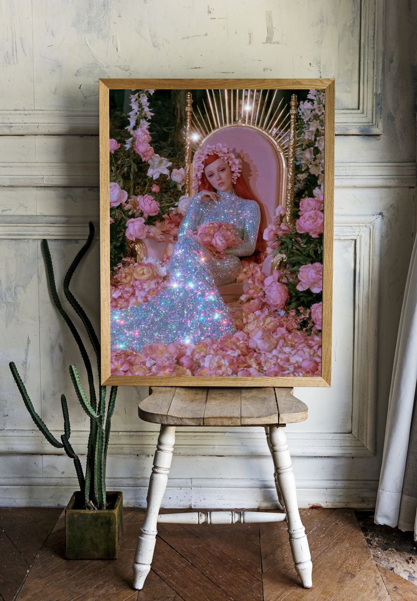 Sparkling Floral Portrait Print. — room view 1