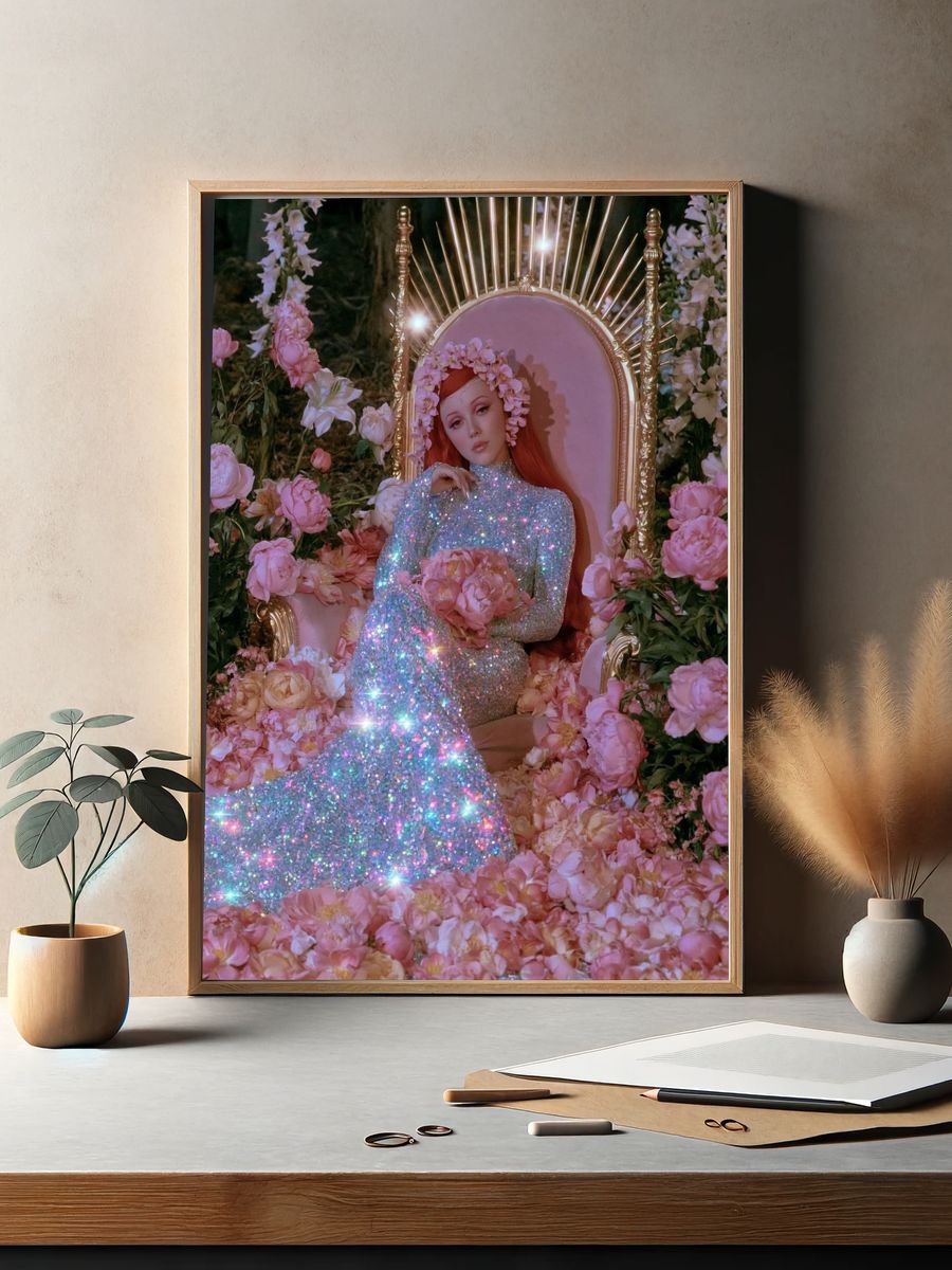 Sparkling Floral Portrait Print. — room view 2