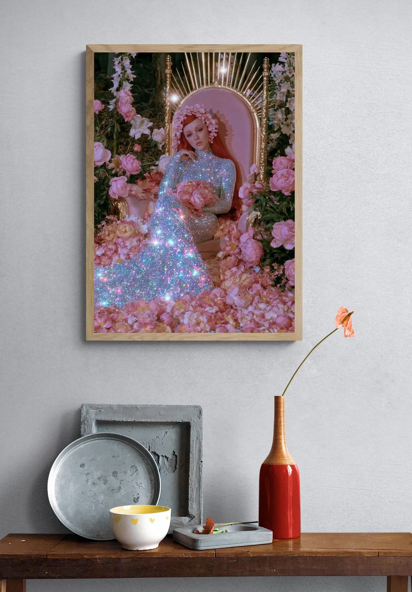 Sparkling Floral Portrait Print. — room view 3