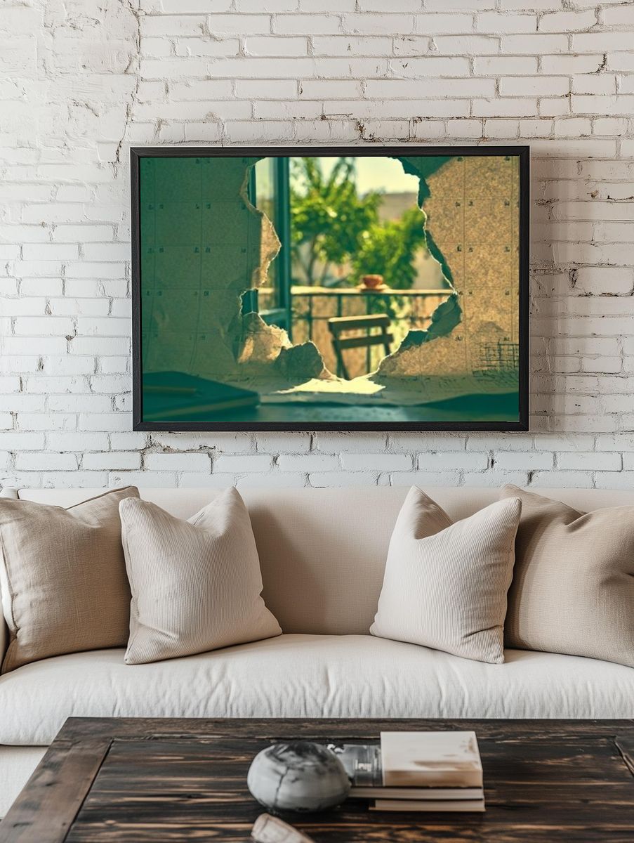 Tropical View Through Broken Wall Poster. room preview